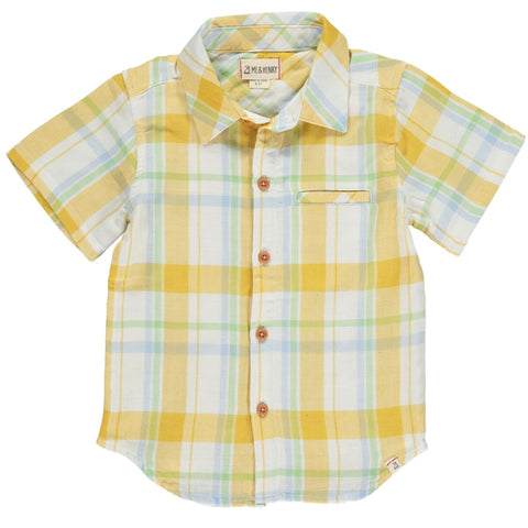 Yellow/Gold/Cream Plaid Woven Collared Shirt by Me & Henry