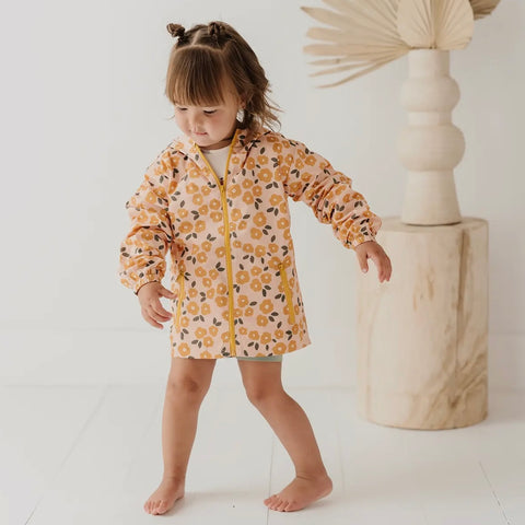 Baby & Kids Gold Floral Rain Coat/jacket by Baby Sprouts