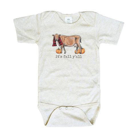 "It's Fall Y'all" Autumn Country COW Beige BodySuit/onesie