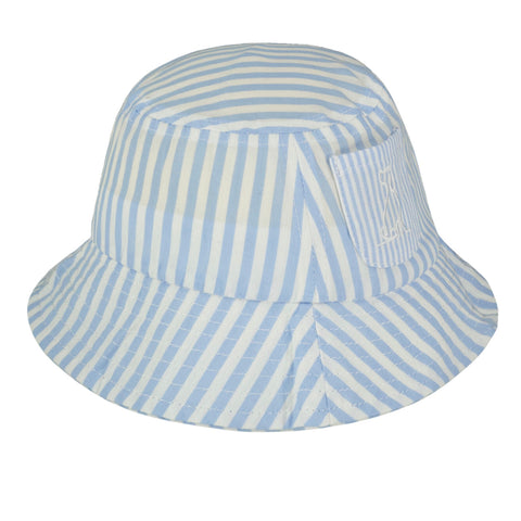 Blue Stripe Woven Fisherman Bucket Hat