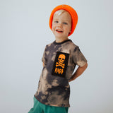 Short Sleeve Kids Tee/Shirts - Vintage Bleach w/Neon Skull Patch by Rags