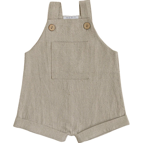 Oatmeal Short Linen Overall by Mebie Baby (baby sizes)