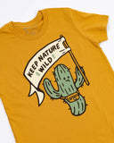 Mustard Yellow Happy Camper Saguaro Cactus Tee -Toddler/Youth