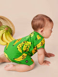 Banana Print Double Pocket Baby Romper by Tea