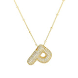 Initial CZ Balloon Bubble 18K Gold Necklace (click for options)