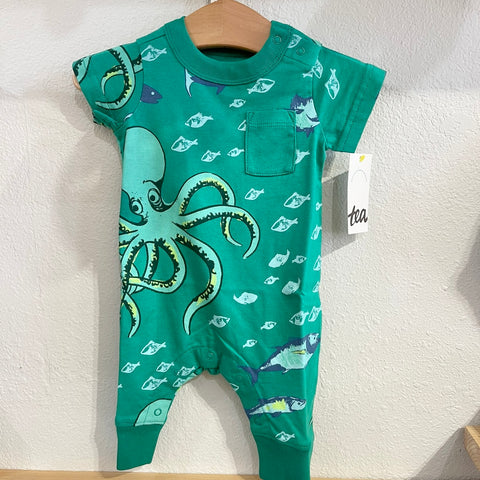Green Octopus Chase Romper by Tea