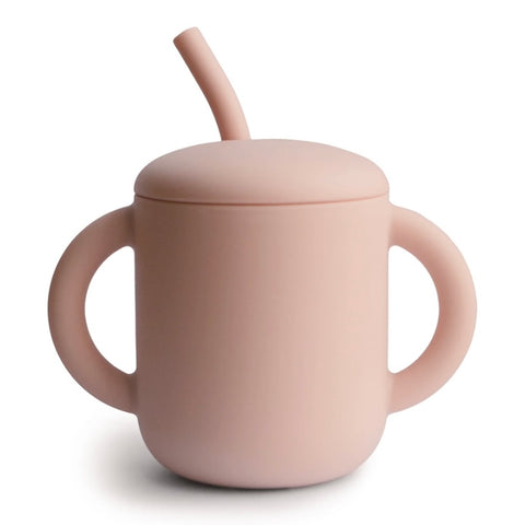 Blush Silicone Training Cup & Straw by Mushie