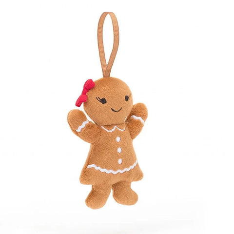 Festive Folly Gingerbread Ruby Ornament by Jellycat