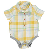 Yellow/Gold/Cream Plaid Woven Collared Onesie by Me & Henry