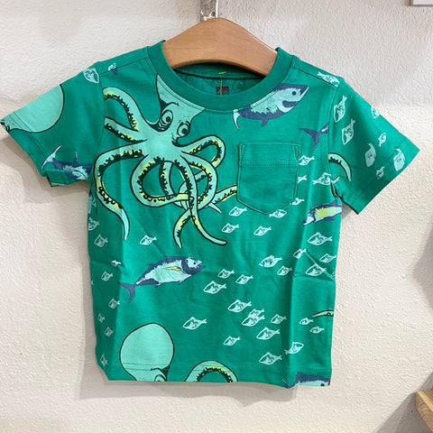 Green Octopus Chase Tee/Shirt by Tea