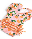 Orange Print Long Sleeve One Piece Rash Guard Swim Suit