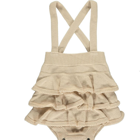 The Lexie Ruffle Bloomer/romper in Cream by Vignette
