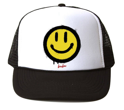 All Smiles Smiley Face Trucker Hat - Black