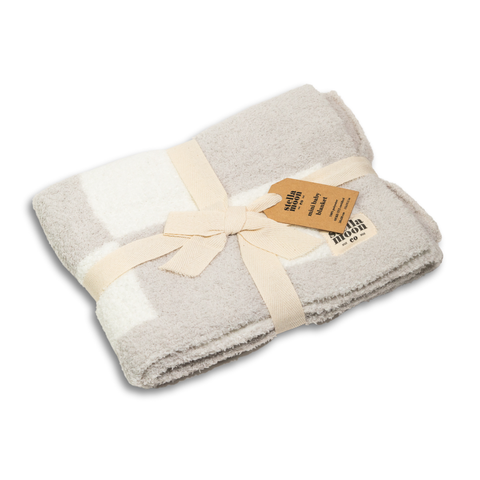 Luxe Checkered Mini Baby Blanket/Lovey in Grey Check