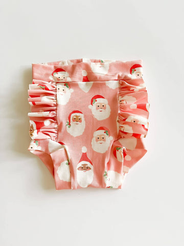 Santa/Christmas Pink High Waisted Bummies/shorties and Bow set