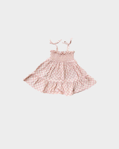 Tiered Mini Dress in Pink Lemonade Checkers (baby to kid's sizes)