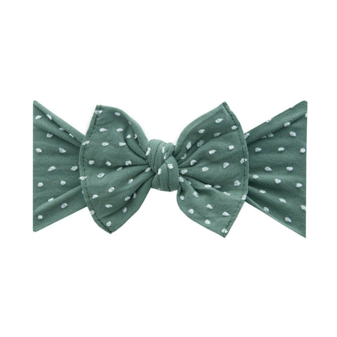 PATTERNED SHABBY KNOT bow in fern / white dot by Baby Bling