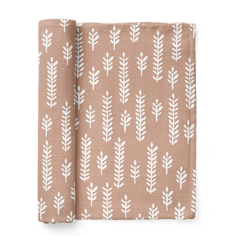 Muslin Swaddle Baby Blanket – Pink Wheat