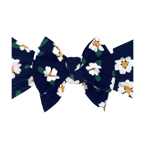 Baby Bling PRINTED DEB Bow: moonflower (navy Floral)