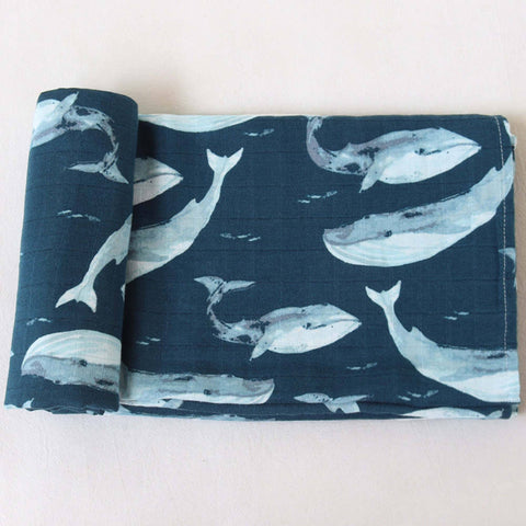 Muti-Use Bamboo Swaddle Blanket in Whales