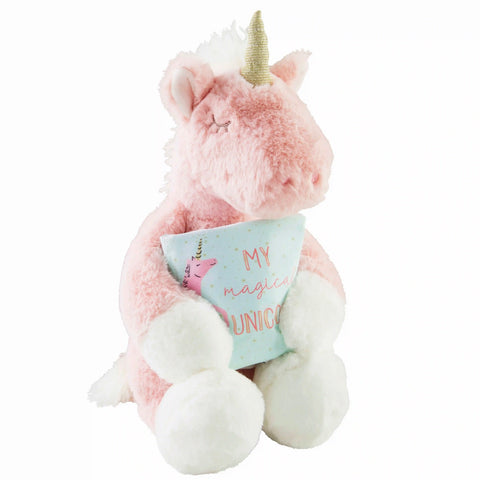Unicorn Plush Toy with Book (pink or white click for options)